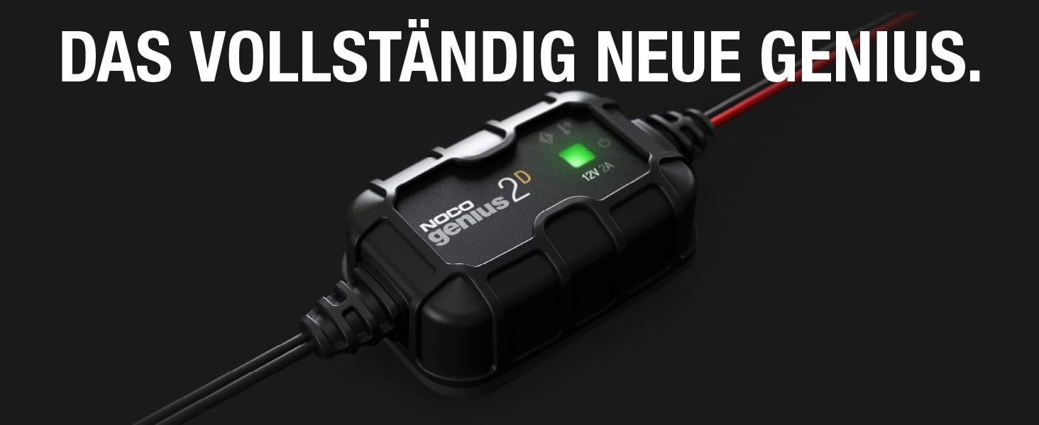 NOCO GENIUS2D: Інтелектуальний зарядний пристрій для акумуляторів 12V 2A – Підтримує, заряджає та десульфатує акумулятори, з захистом від перевантаження та температурною компенсацією. Підходить для свинцево-кислотних акумуляторів