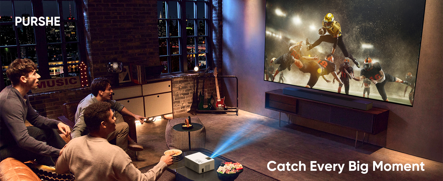 Mini проєктор Bluetooth Full HD 1080P: портативний проєктор для iOS, Android, Windows з пульт, 50% зум