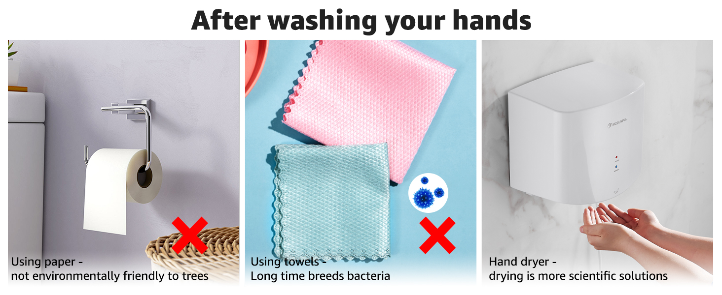 Електричний автоматичний сушар для рук настінний, 1200W (білий)