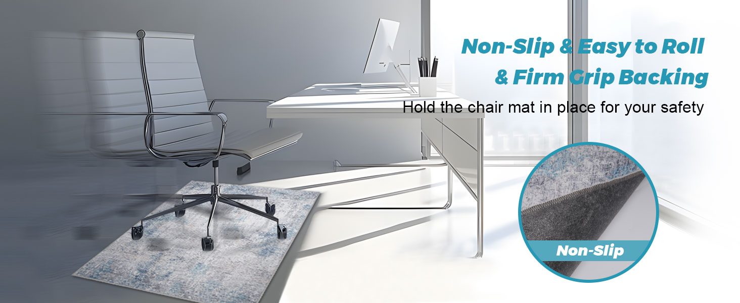 Килимок під офісне крісло 90x120 см, захист для підлоги, антиковзаюча підкладка, для ламінату та плитки (120 x 150 см, блакитно-сірий абстрактний)