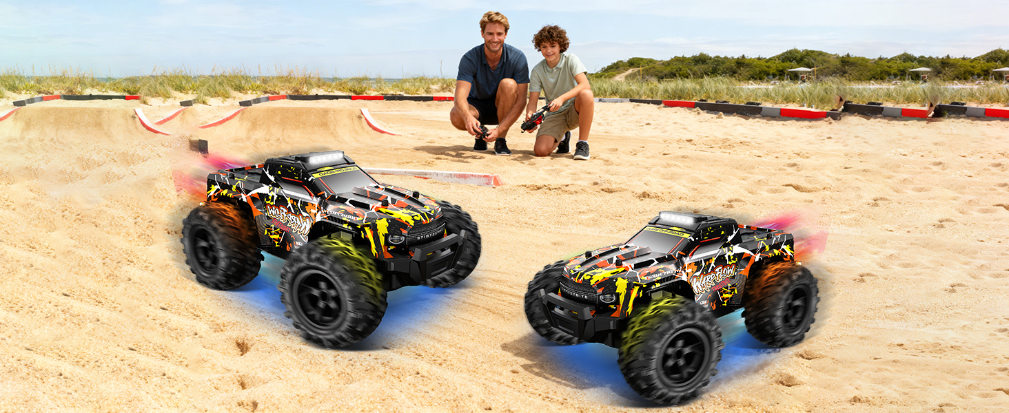 Радіокерований позашляховик BAZADER 1:18 з LED підсвіткою та розпилювачем води, 25 км/год, 2.4 GHz, для дітей від 4 років (Жовтий)