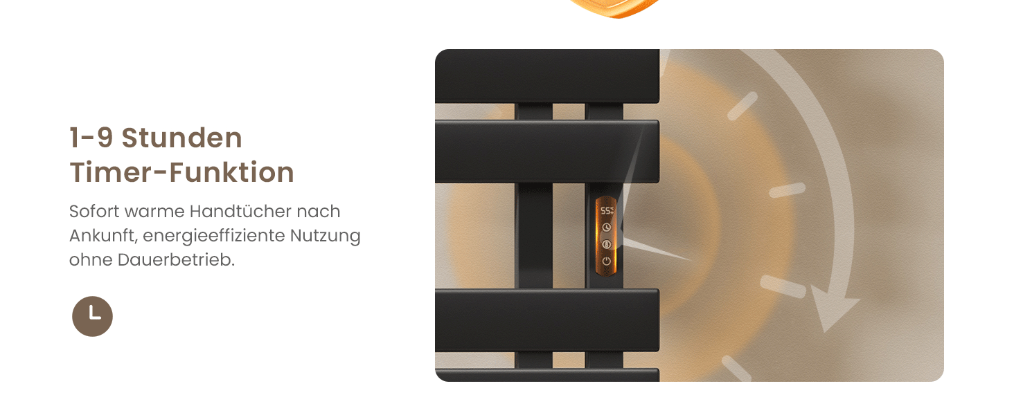 Електричний рушникосушар EMKE з Wi-Fi, 1000 x 500 мм, 320W (правий), чорний. Сумісний з Alexa та Google Home