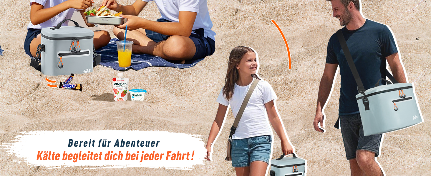 Термосумка-холодильник 7/14/24л ізольована водонепроникна для кемпінгу, пікніка, пляжу та грилю - міцна, сіра 7л