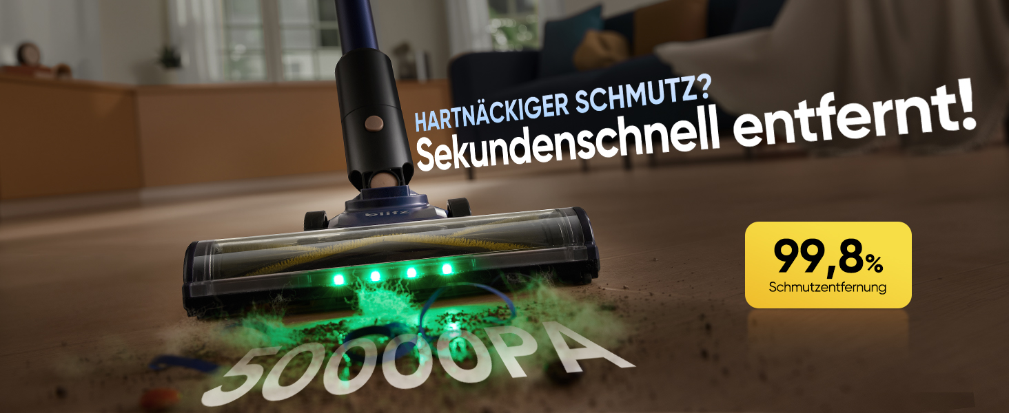 Акумуляторний пилосос Vexilar Leichter 50Kpa, 50хв, 450W, LED-дисплей, 6-в-1 для килимів, підлоги, шерсті тварин, авто, синій