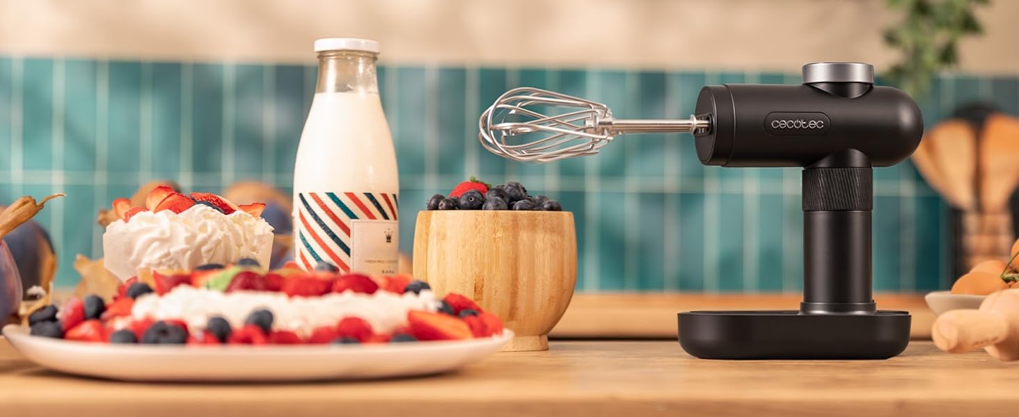 Ручний міксер Cecotec PowerTwist 500 Full Steel: 500 Вт, 5 швидкостей + турбо, 3 насадки (міксер, гак, віночок), сталь, без чаші (чорний)