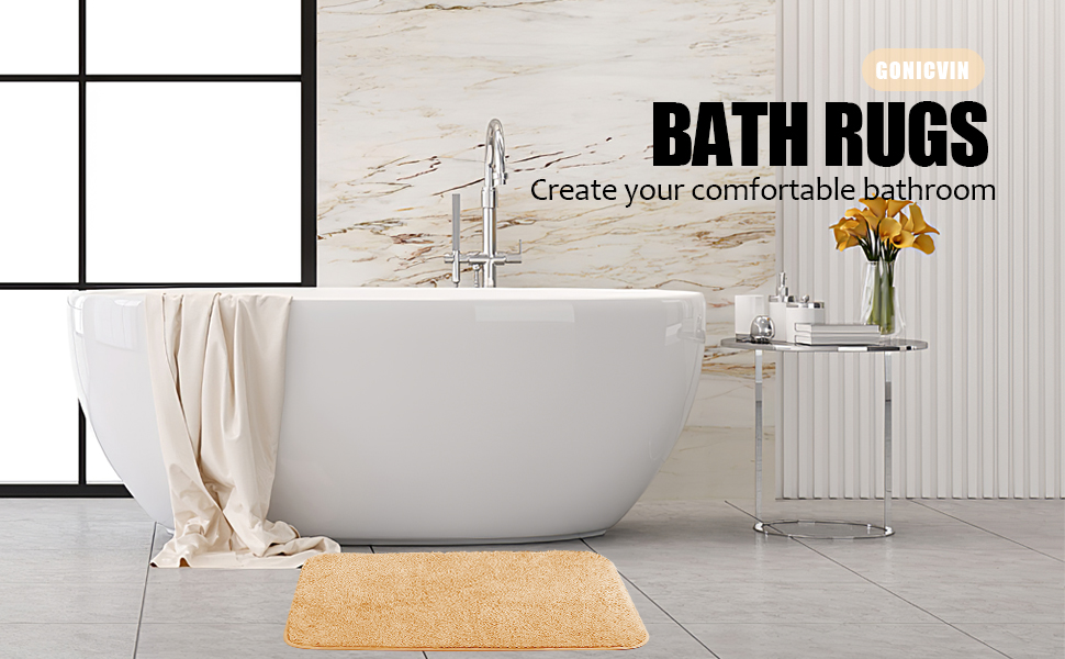 Килимок для ванної кімнати GONICVIN, 60x90 см, з м'якої мікрофібри, можна прати, з антиковзаючою основою, для ванної кімнати, вітальні (Блакитний)