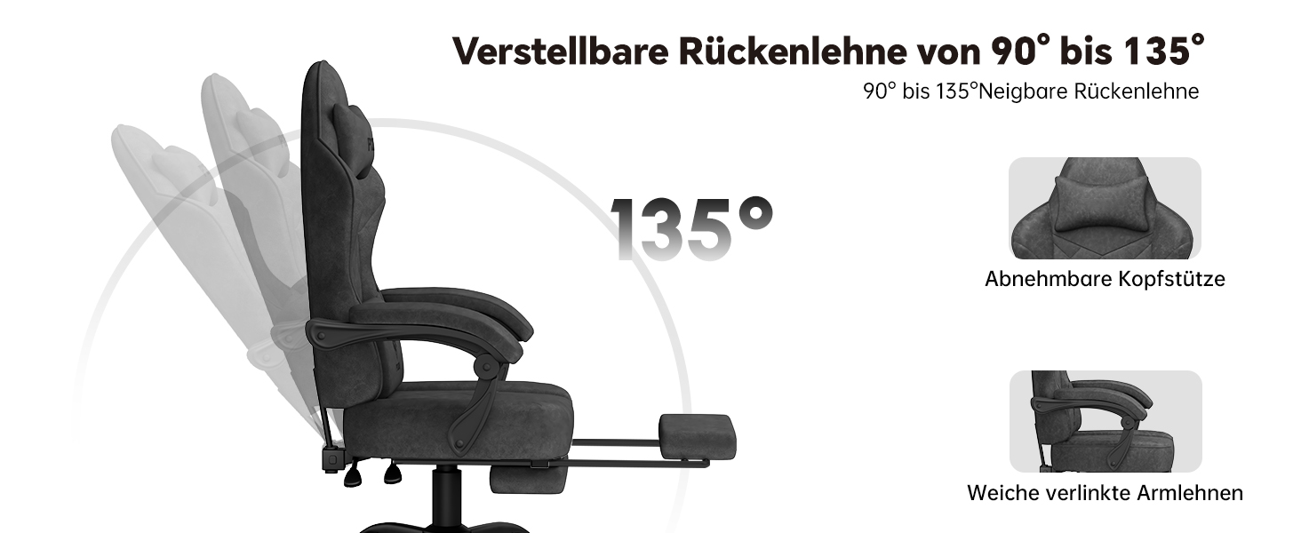 Ігрове крісло Ergonomic Gaming Chair з підставкою для ніг, ергономічний комп'ютерний стілець з високотехнологічної тканини для дорослих та підлітків, чорне