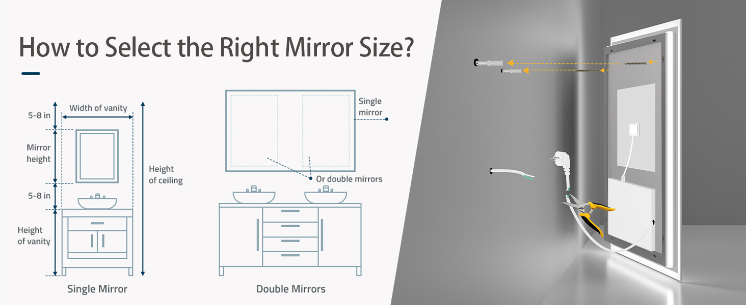 Дзеркало для ванної кімнати LED LUVODI 40x50 см з підсвічуванням, сенсорне керування, 3 кольори, регулювання яскравості, антизапарник