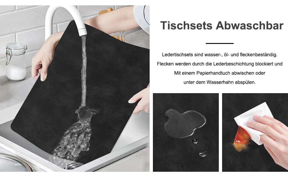 Підставки під гаряче та серветки під тарілку з екошкіри, 6 шт. | Стійкі до гарячого, неслизькі, для кухні та обіднього столу | Зелено-сірий набір