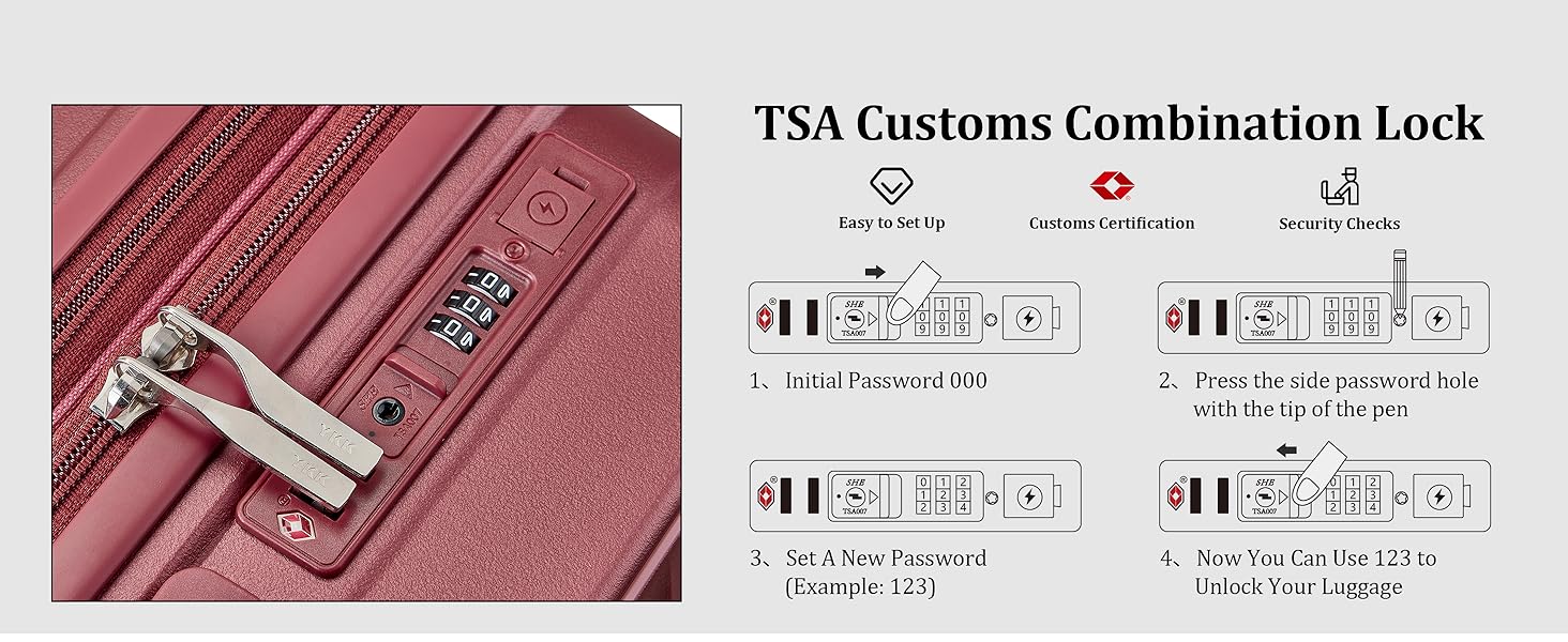 Набір валіз Joyway 4 шт. з жорстким корпусом та TSA-замком. Розширюваний набір валіз, містить 1 велику сумку (Червоний).