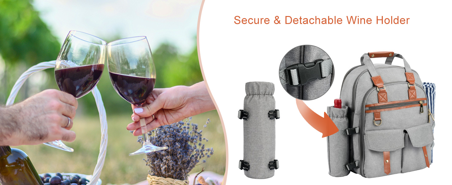 Набір для пікніка на 4 особи з термосумкою, флісовою ковдрою, столовим приладдям, для кемпінгу, пляжу, подорожей, походів (Світло-сірий)