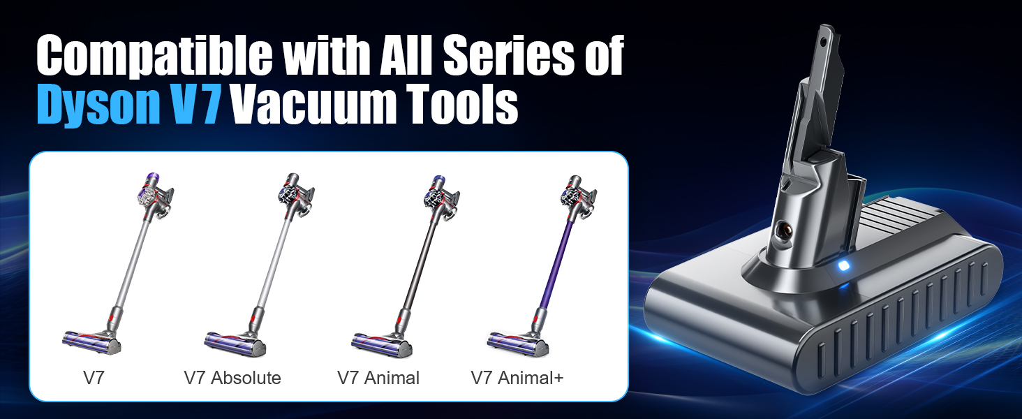 Акумулятор для пилососа Dyson V7 6.0Ah (6000mAh) - замінний акумулятор для моделей SV11 Animal, Fluffy, Absolute, Trigger, Motorhead, Pro, Car+Boat