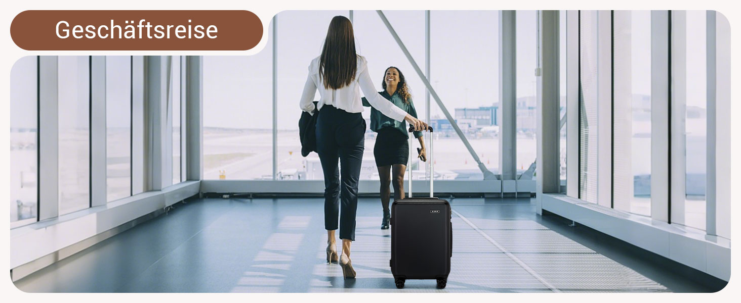 Чемодан KONO Mittelgroß: міцний ABS+PC, 60L, білий/коричневий, з TSA замком