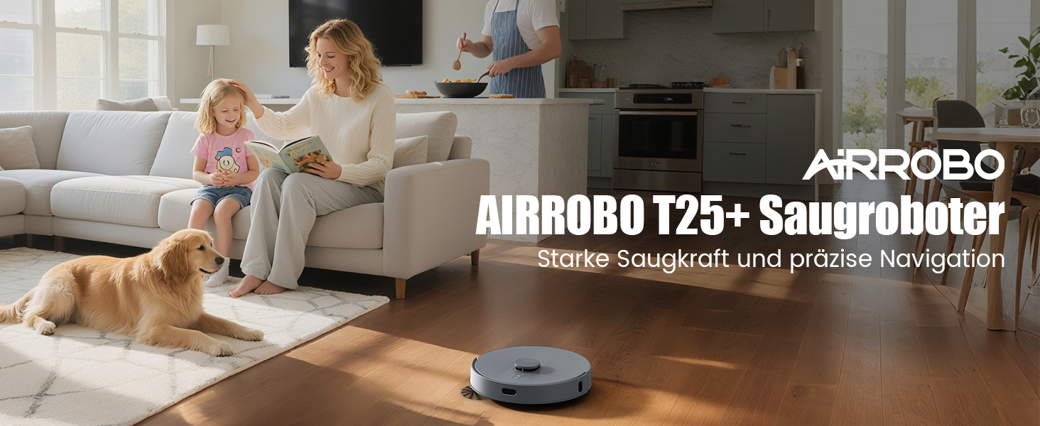 Робот-пилосос AIRROBO T25+ з вологою, LiDAR, 5500Pa, 240 хв, APP-керування, для тварин, сірий