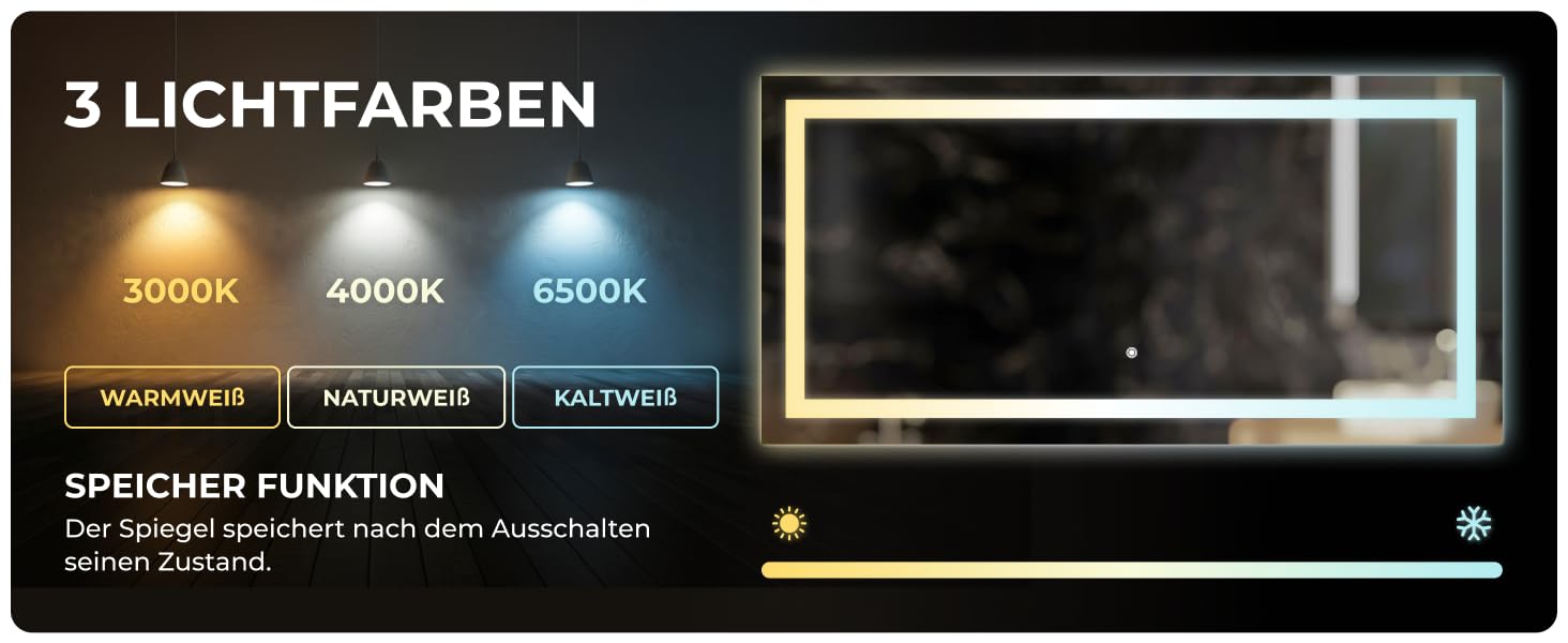 Дзеркало для ванної кімнати BR Bringer LED з підсвічуванням 60x80 см, антизапарник, диммування, 3 кольори світла, сенсорне управління, модель BRS102