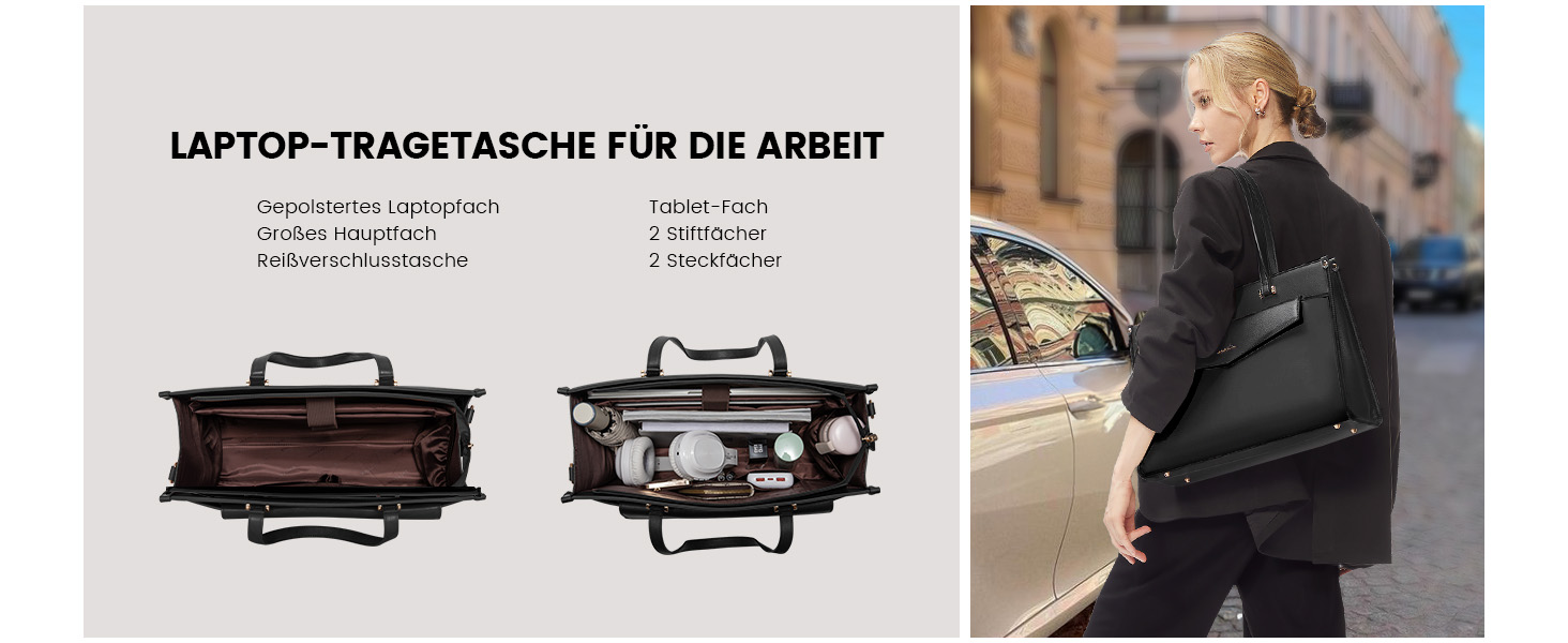 Сумка для ноутбука LOVEVOOK для жінок, водонепроникна, велика, сумка-шопер, ділова, шкіряна, для навчання, 15.6 дюймів, чорна, бежева, коричнева