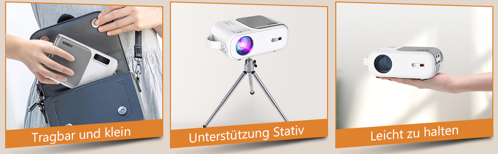 Mini-Beamer 10000 люменів, 1080P LED проектор, сумісний з TV Stick, X-Box, DVD, ноутбуком, смартфоном, Android, HDMI, USB, 5G WiFi, Bluetooth AND-Q2