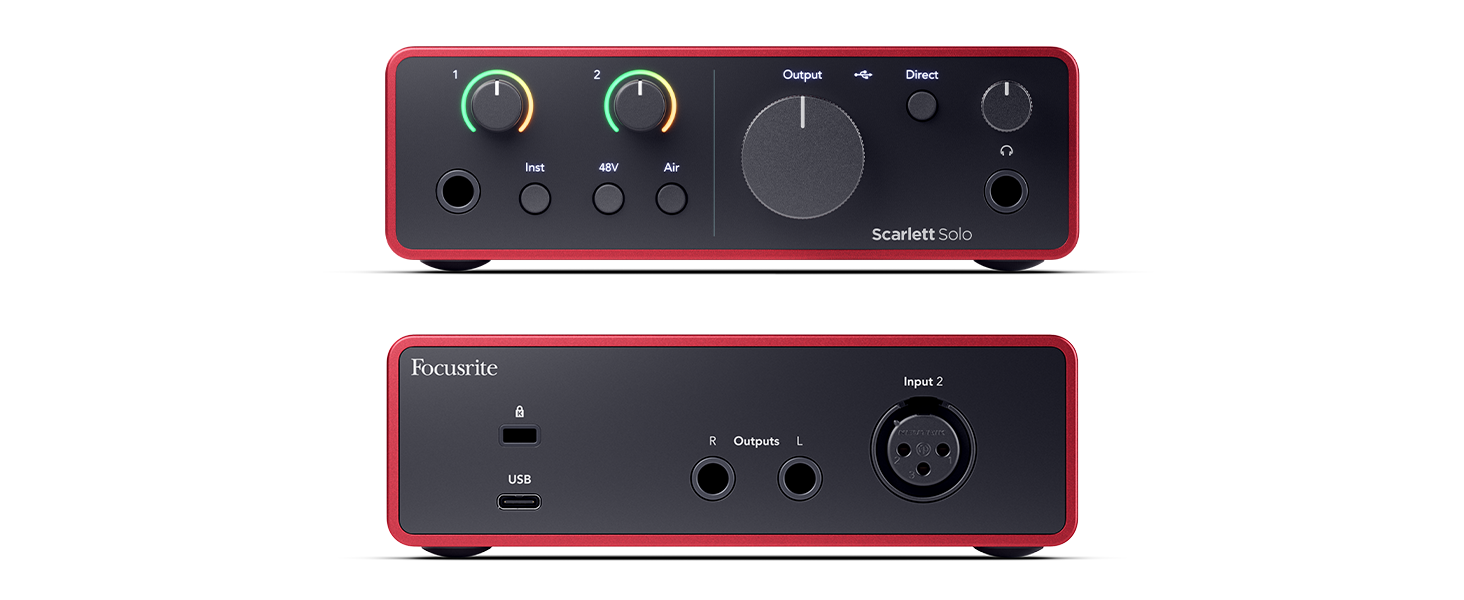 Focusrite Scarlett Solo 4 (4th Gen) USB аудіоінтерфейс для гітаристів, вокалістів та продюсерів - студійна якість звуку + ПО