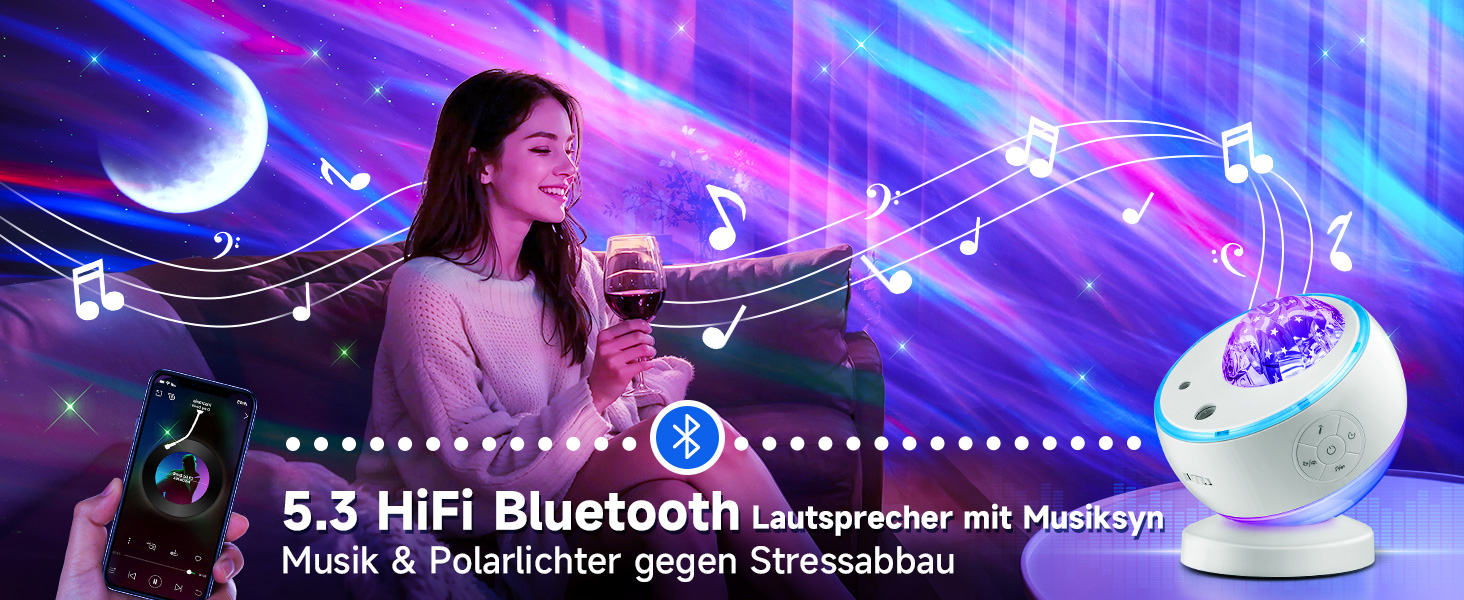 Проєктор зоряного неба Sternenhimmel з Bluetooth, нічник для дітей та дорослих, 300 режимів, білий колір, декор кімнати