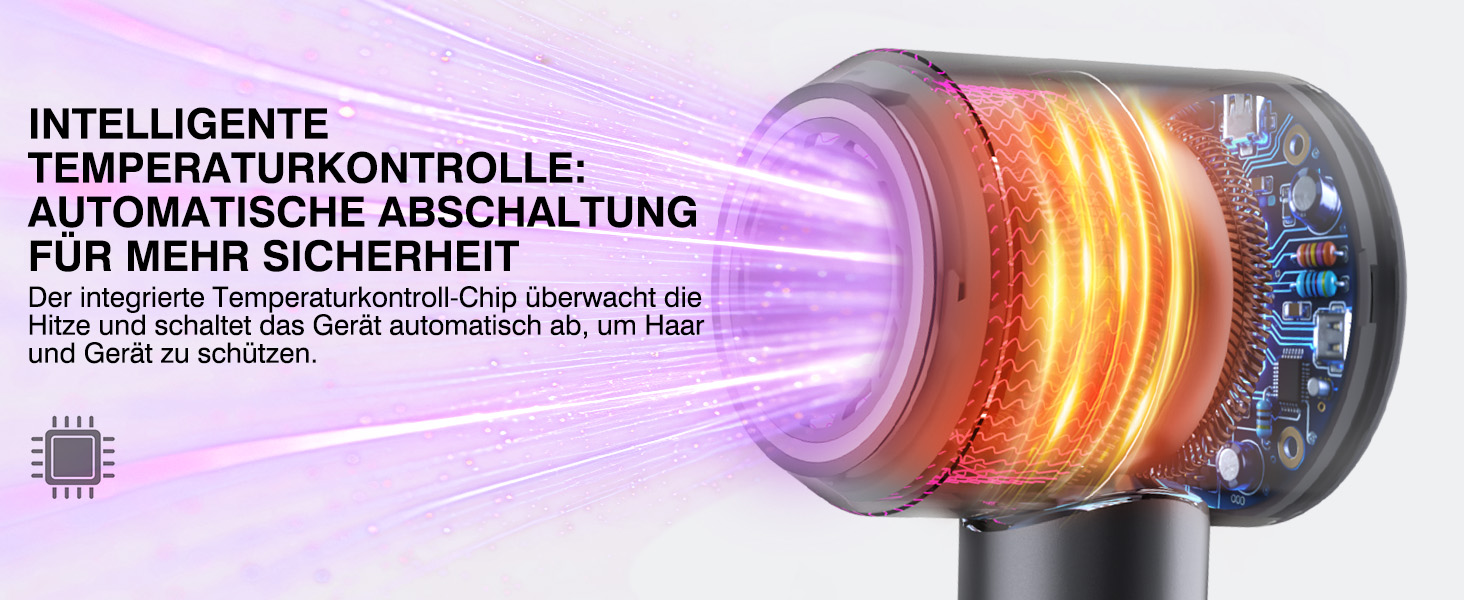Іонний фен для волосся з високошвидкісним безщітковим двигуном 160 000 об/хв, 500 млн негативних іонів, 12 режимів, магнітна насадка, низький рівень шуму