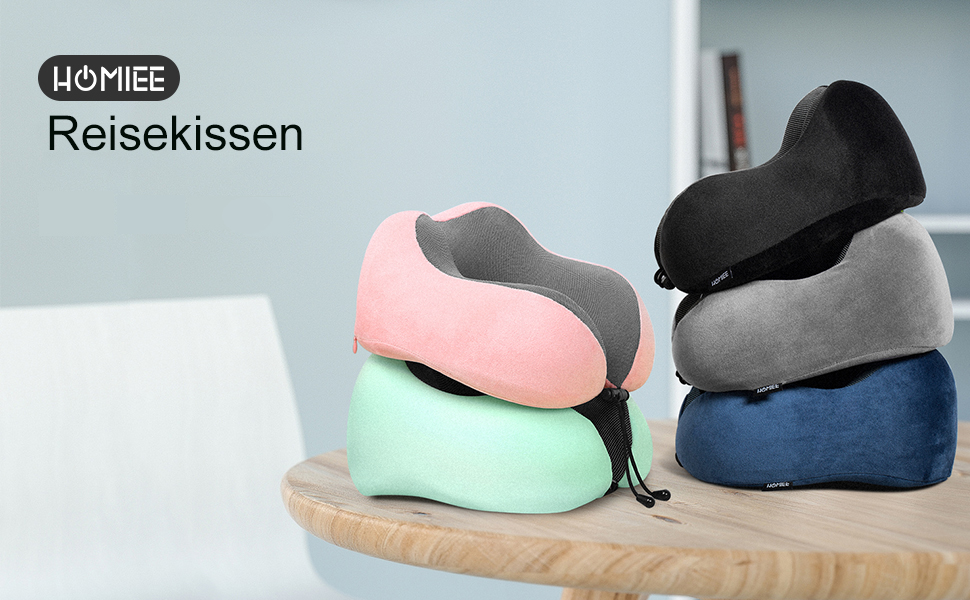 Подушка для шиї Homiee, ортопедична, з memory foam, для подорожей, авто, офісу, чорна