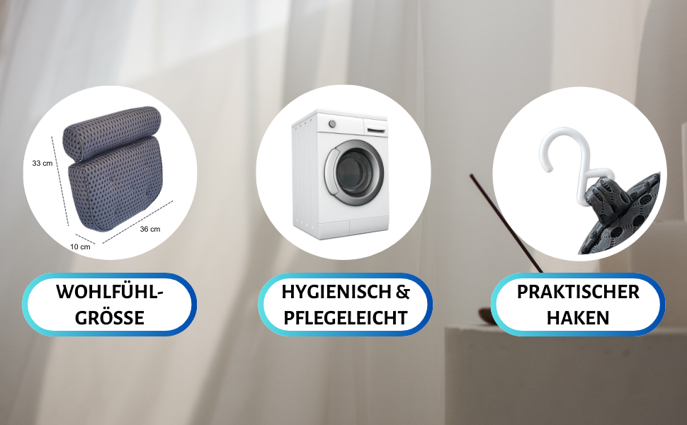 Подушка для ванни з присосками, сіра - ергономічна підкладка під голову у ванну