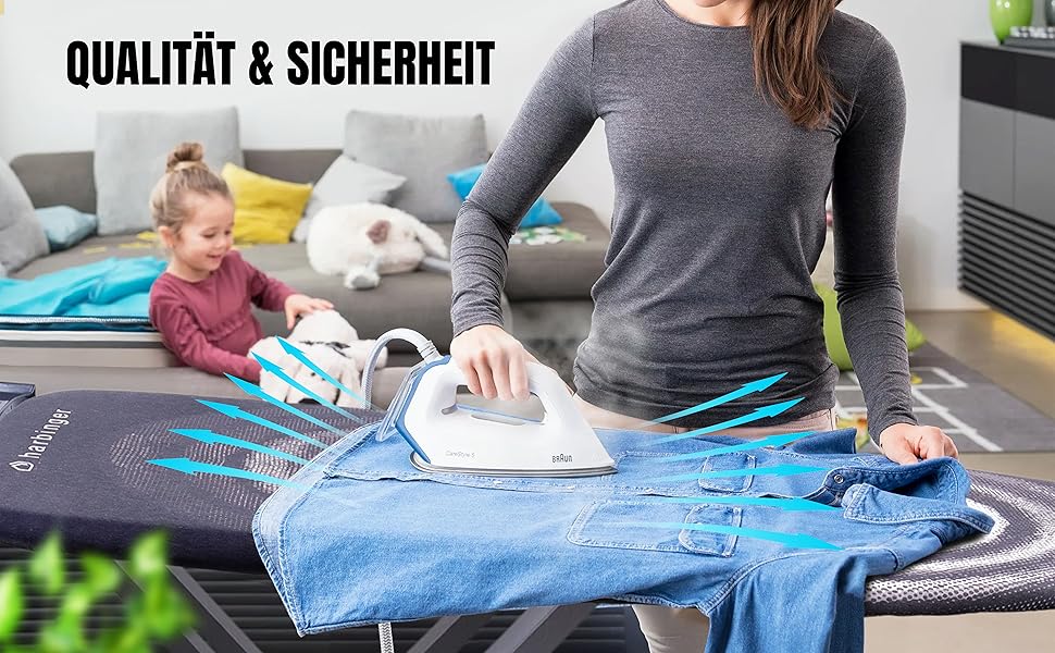 Прасувальна дошка DEVEÇİOĞLU 50-80 см з чохлом 36x114 см для парогенераторів, складна | Прасувальна дошка як стіл (Mm126)