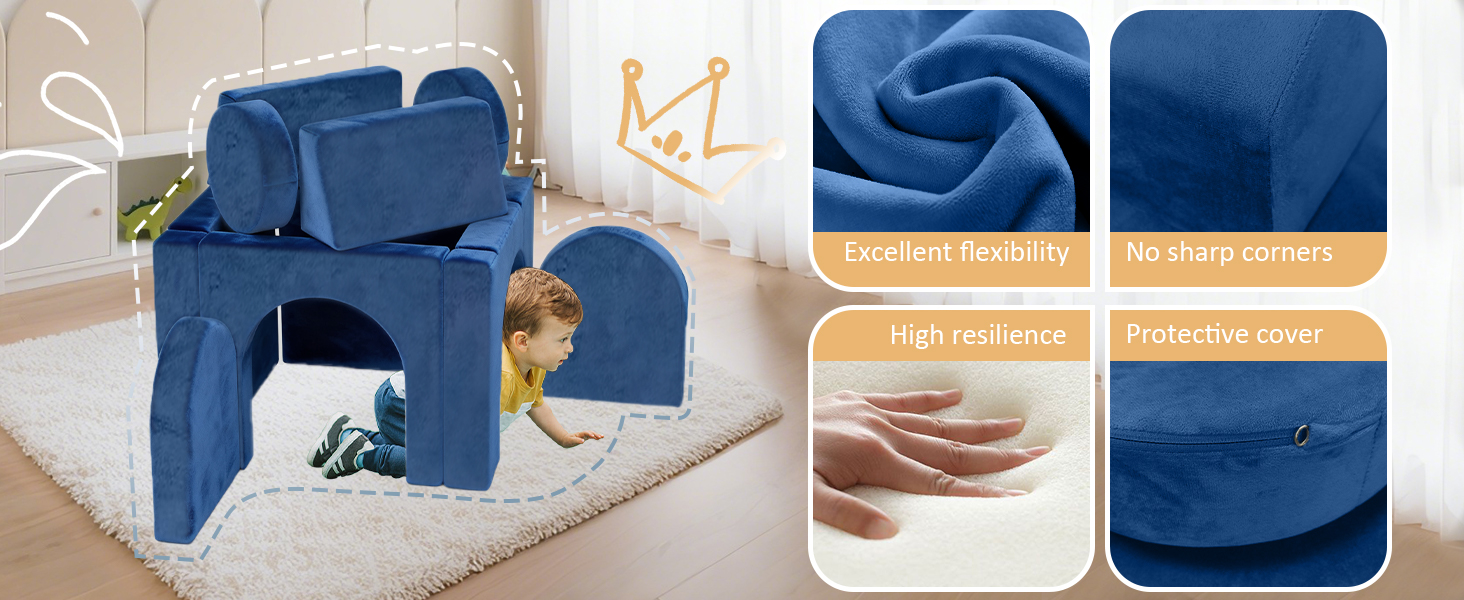 Модульне дитяче диван-конструктор 12 в 1 – сертифікат CPC, дитячий диван-трансформер, дитячий кушетка з міцних пінопластових подушок, ідеальний для дитячої кімнати