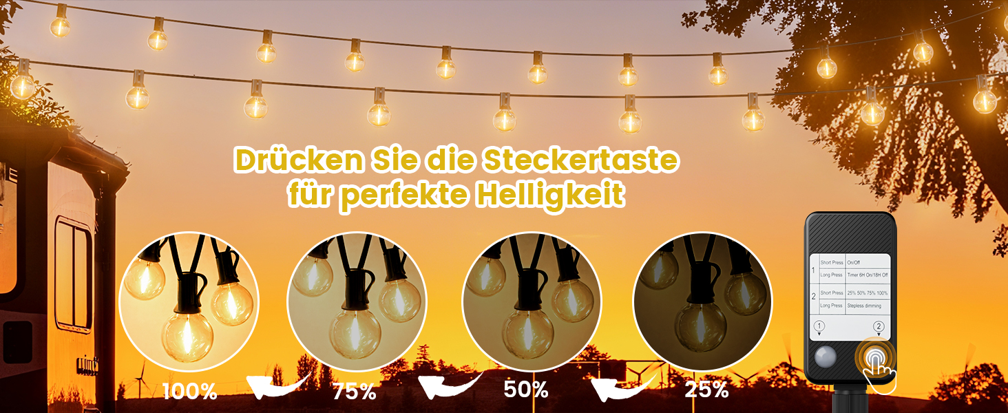 Гірлянда світлодіодна вулична Yuusei 60м з димером, IP45, 82 LED G40 для саду, тераси, вечірки