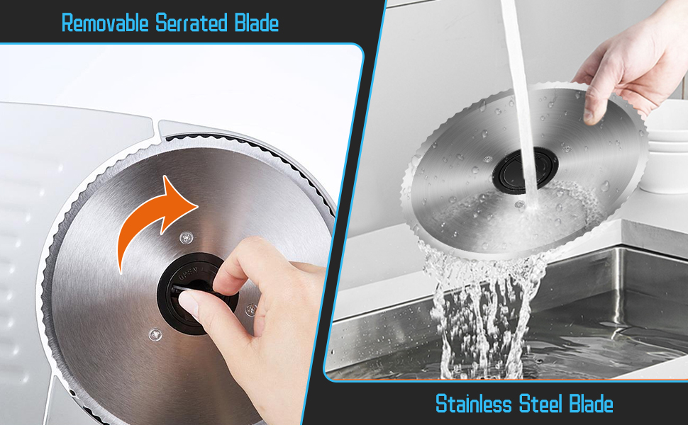 Електричний слайсер 200W з нержавіючої сталі - кухонний слайсер для м'яса, сиру, хліба та ковбаси, регулювання товщини шару 0-15 мм, 2 леза