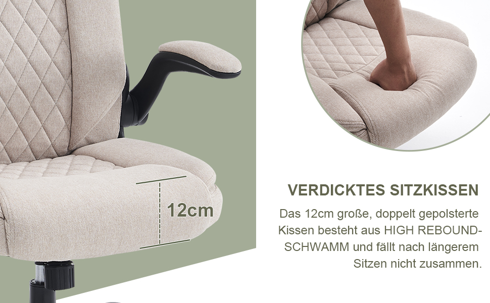 Офісний крісло CASTLOVE: ергономічний, з підлокітниками, регулюванням висоти та нахилу, з підголівником. Підходить для дому та офісу, витримує до 150 кг (Бежевий, тканина)