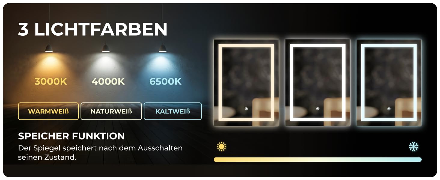 Дзеркало для ванної кімнати BR Bringer LED з підсвічуванням 60x80 см, антизапарник, диммер, 3 кольори світла, сенсорне управління, пам'ять (Модель: BRS102)