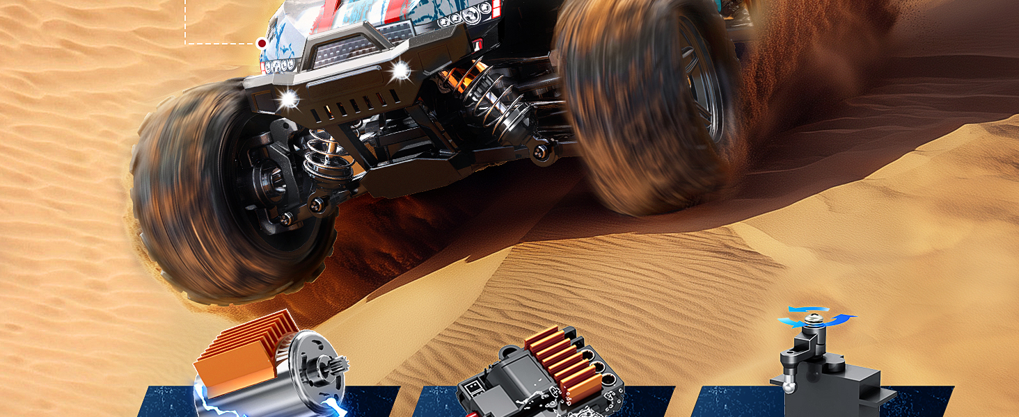 RC Автомобіль 1:18 Monstertruck 4WD, Повнопривідний позашляховик 40 км/год з металевим редуктором та 2x акумуляторами 1300mAh, Синій - для дорослих та дітей від 10 років