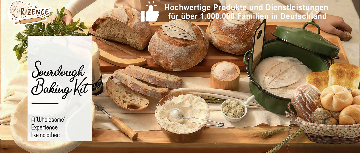 Набір для закваски: 2 форми для бродіння (овальна 25см, кругла 23см), скляний набір для закваски 900мл, аксесуари для випікання хліба