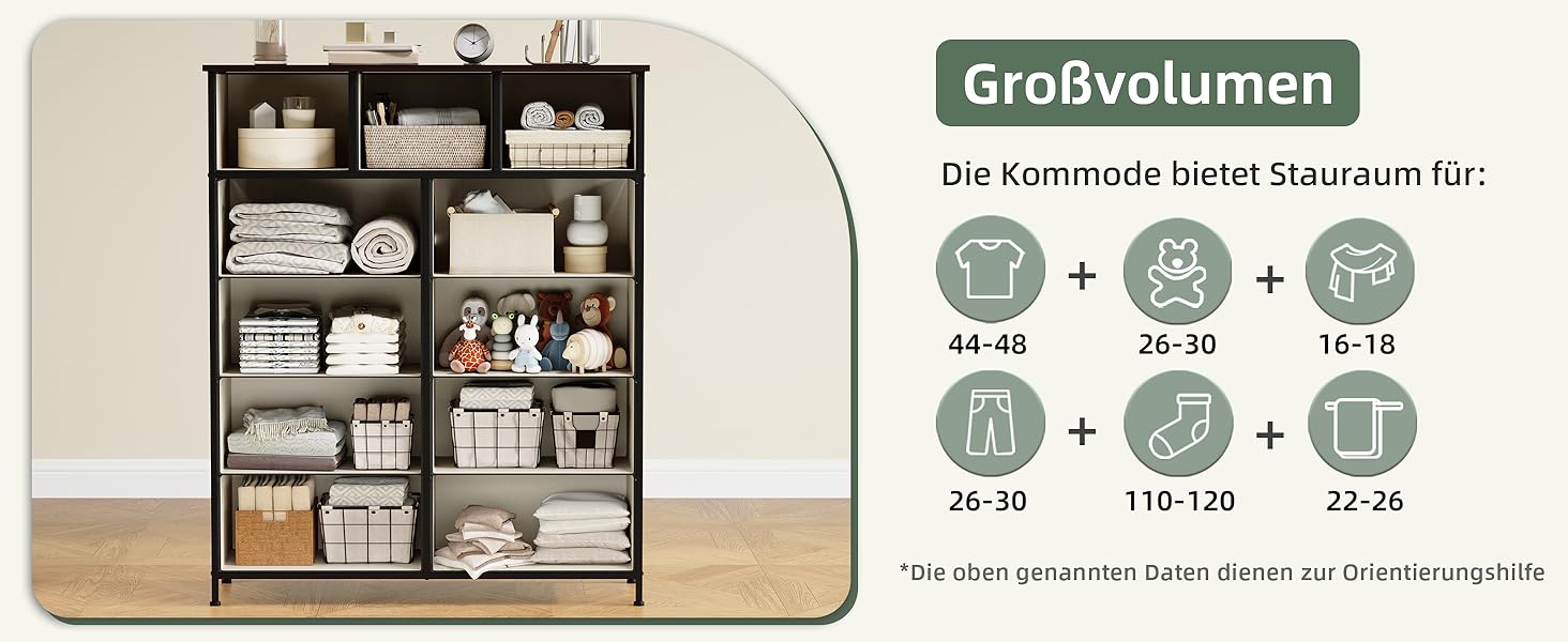 Комод з шухлядами Somdot, тканинний комод, комод для спальні, вітальні, передпокою, 5/11 шухляд, білий, штучна шкіра (кольори: котравий сірий, 30T x 100B x 118.5H см)