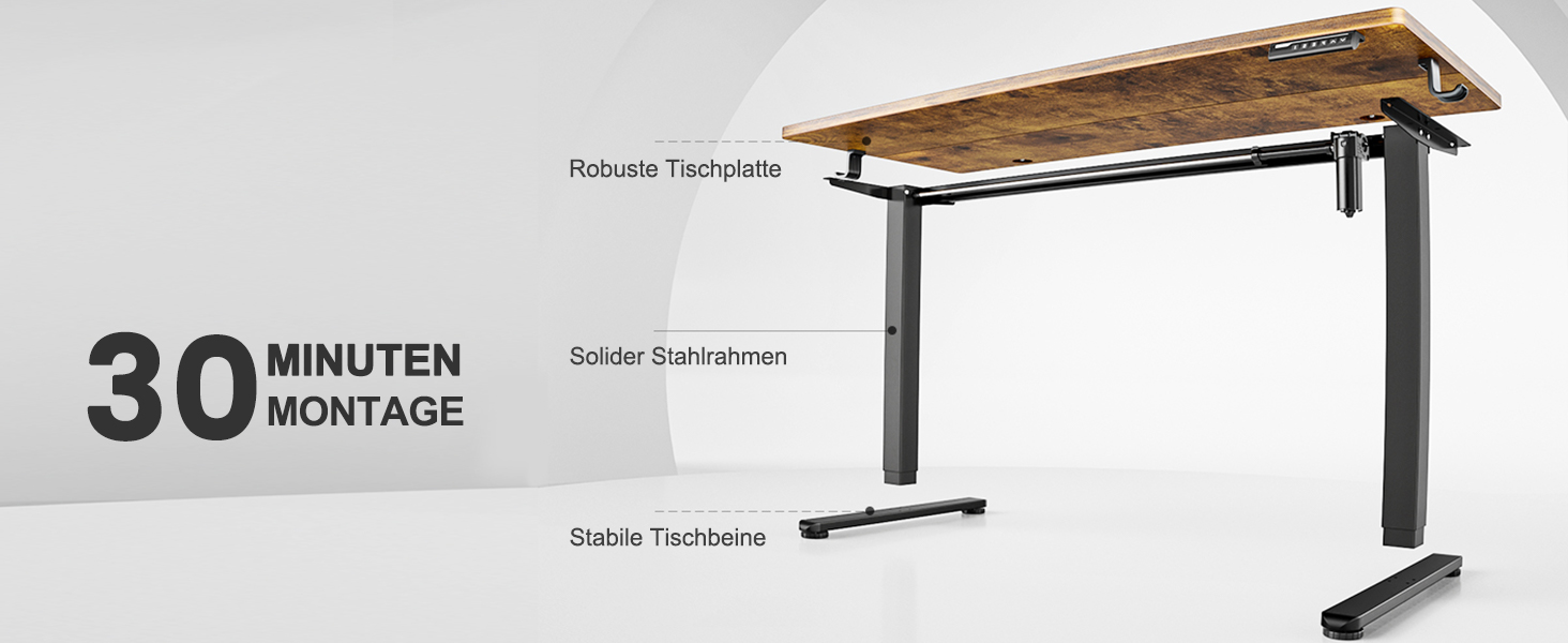 Електричний регульований стіл ErGear 140x70 см з пам'яттю, для дому та офісу, з підключенням, вінтажний, колір дерева