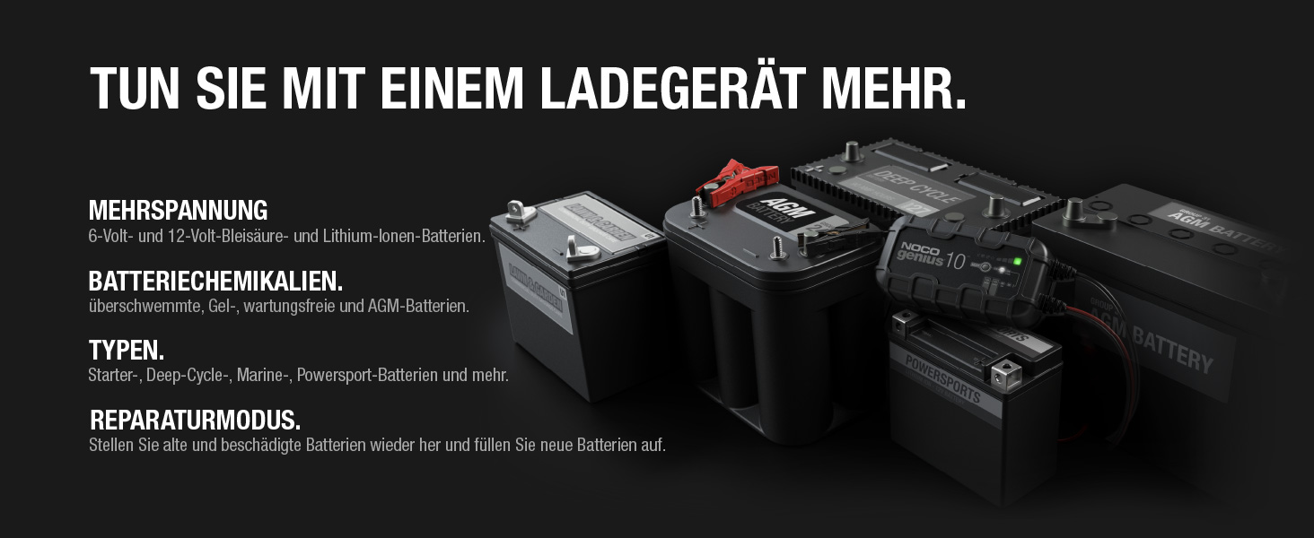 NOCO GENIUS10: Інтелектуальне зарядне пристрій для акумуляторів 6V/12V - Автоматичний підтримуючий заряд, сульфатор, захист від перевантаження, температурна компенсація - Для свинцево-кислотних та літієвих акумуляторів