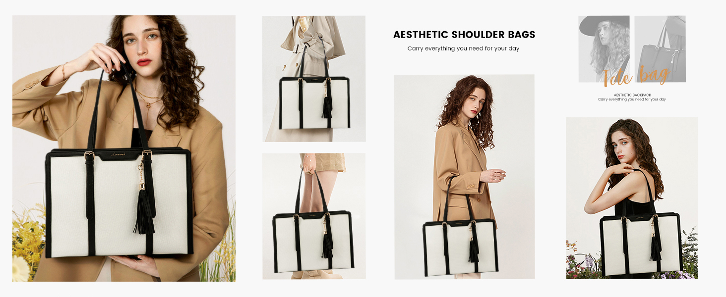 Сумка для ноутбука LOVEVOOK 15.6 дюймів: жіноча, велика, на плечі, кросбоді, канвас, для офісу, подорожей, навчання