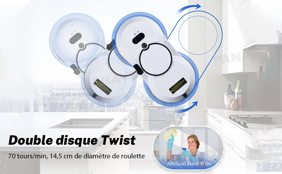 Електричний робот-миття вікон Rooter 5600Pa з автоматичним подачею води та інтелектуальною розпізнаванням країв, для внутрішніх та зовнішніх вікон, 10 мікрофібрових серветок