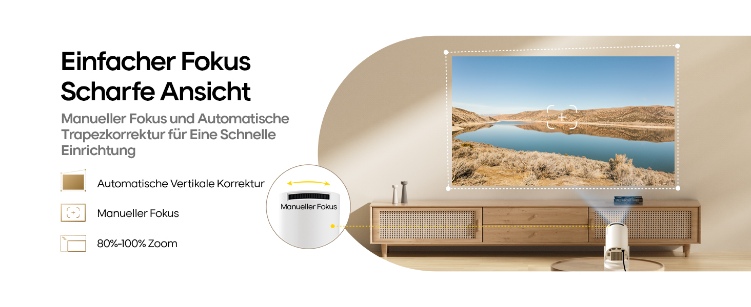 Міні-проектор Alwtniet 4K з Wi-Fi 6, Bluetooth 5.4, 5W динаміком, автоматичною корекцією трапецеїдальних спотворень, поворотним на 180°, портативний для дому та вулиці, Android 11 (ручний фокус)