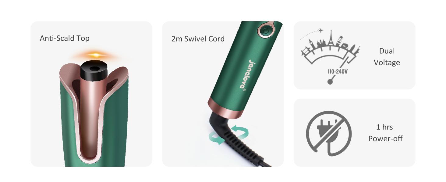 Автоматичний локон Janelove для довгих волосся, 25 мм, негативні іони, 4 температури