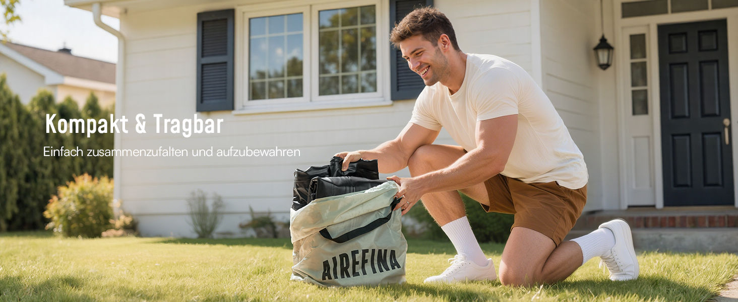 Надувний матрац Airefina для 2 осіб з вбудованим насосом, самонадувний, 190x137x46 см, для дому та кемпінгу