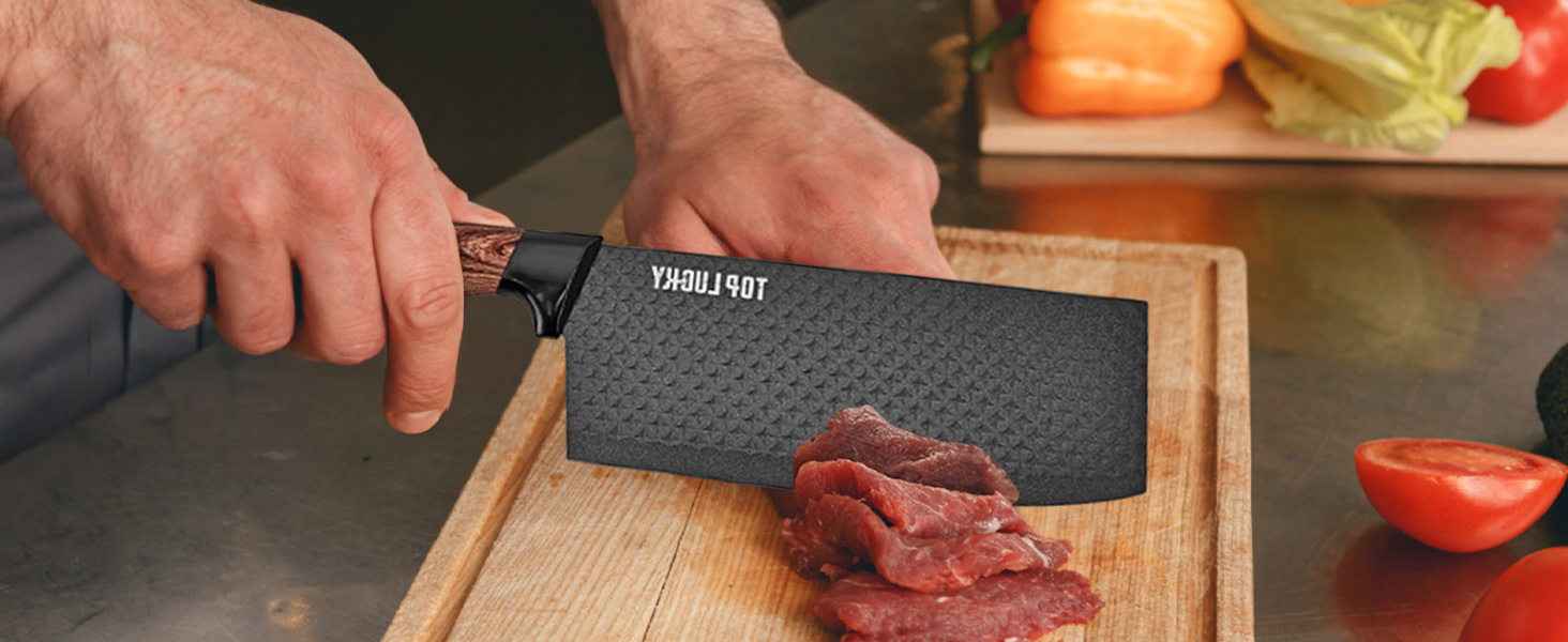 Набір кухонних ножів, 6 предметів, чорний, гострий, з антипригарним покриттям, нержавіюча сталь, з підставкою (Khaki)