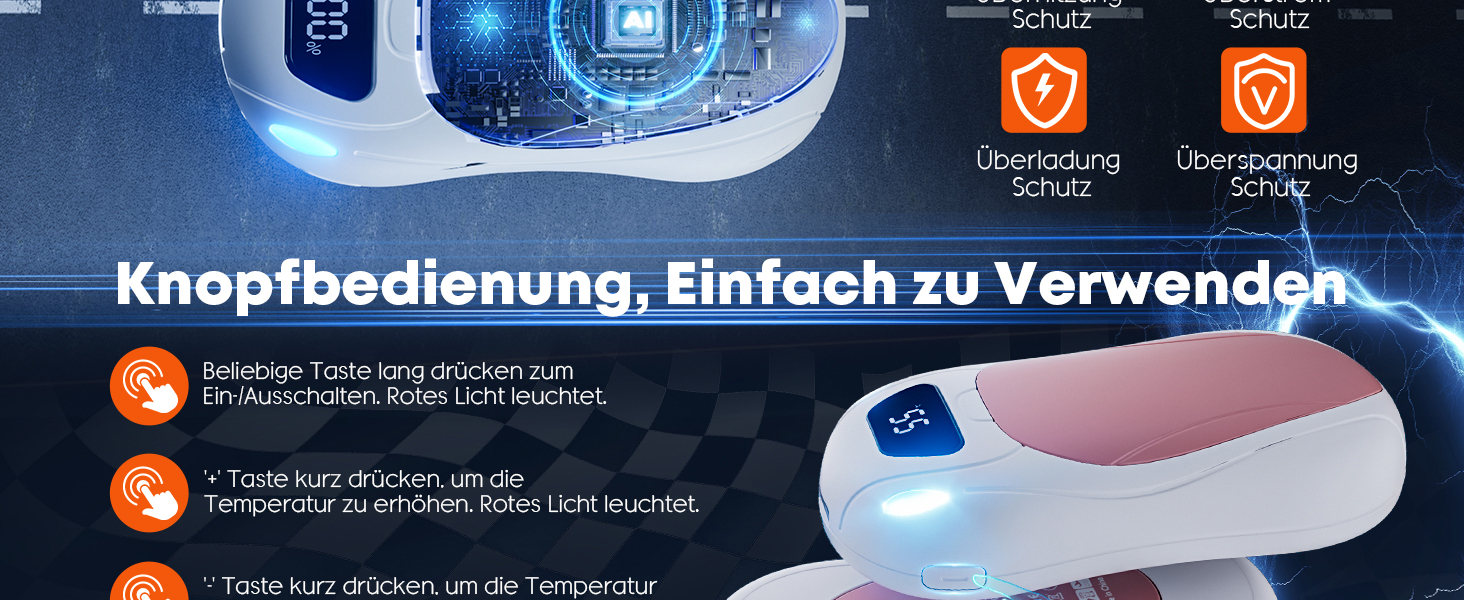 Електричний грієчка для рук 2 шт., 12000 мАг, з магнітною двосторонньою системою нагріву та цифровим індикатором температури та заряду батареї, для відпочинку на природі/кемпінгу (білий-рожевий)