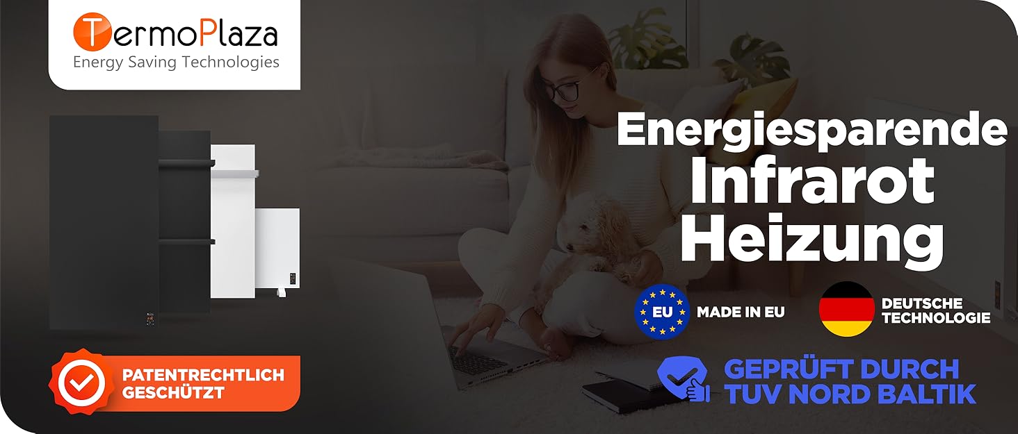 Інфранічна тепла піч TermoPlaza WiFi з термостатом 270 Вт для приміщень до 7 м² | Розумна інфрачервона піч для стін та підлоги | Енергоефективна електрична піч-конвектор для дому та ванної кімнати 270 Вт з Wi-Fi