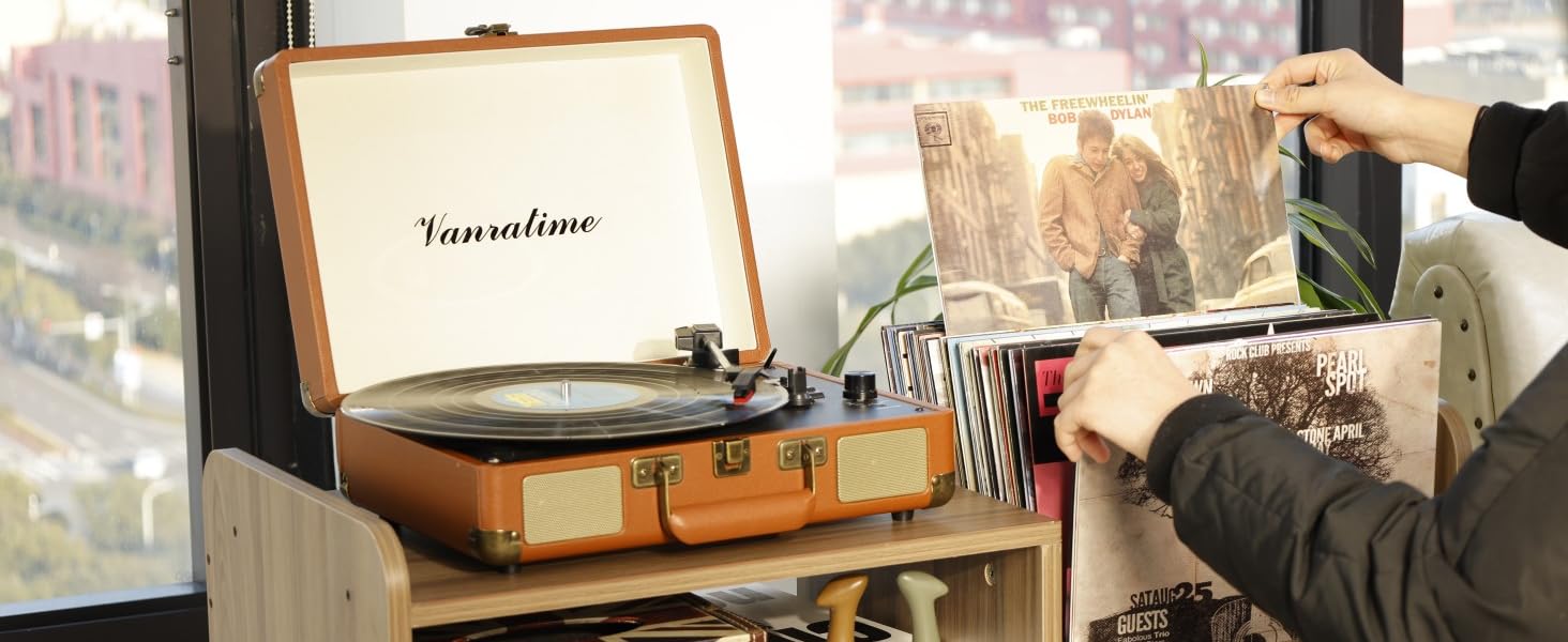 Стіл для програвача, стійка для програвача середини століття з місцем для зберігання до 350+ платівок, шафа для вінілових платівок з регульованими полицями, горіх