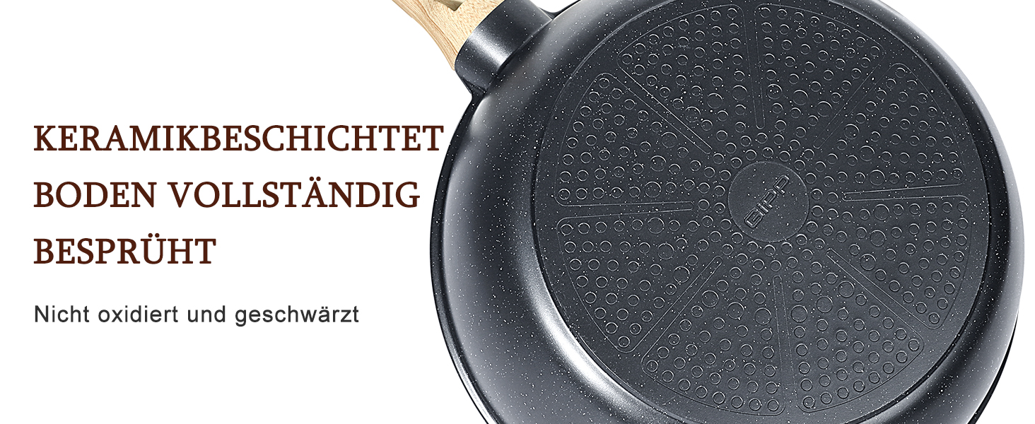 Сковорода з високим бортиком GiPP, 30 см, з кришкою, керамічне антипригарне покриття, 4.3 л, для всіх типів плит, білий (сірий), без PFOA/PFOS