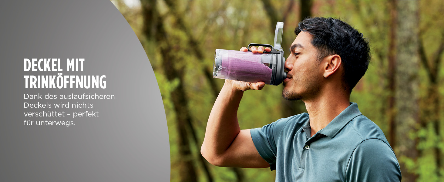 Портативний блендер Ninja Blast Max: 570 мл, акумулятор, чаша та кришка, 3 функції, для смузі та протеїнових коктейлів, сірий BC251EUGY