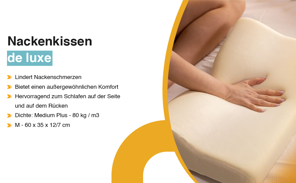 Ергономічна подушка для шиї та попереку Inphysio Luxury з гіпоалергенної пінки з ефектом пам'яті (Memory Foam), бежева, 60 x 35 x 12/7 см, 2 чохли у комплекті