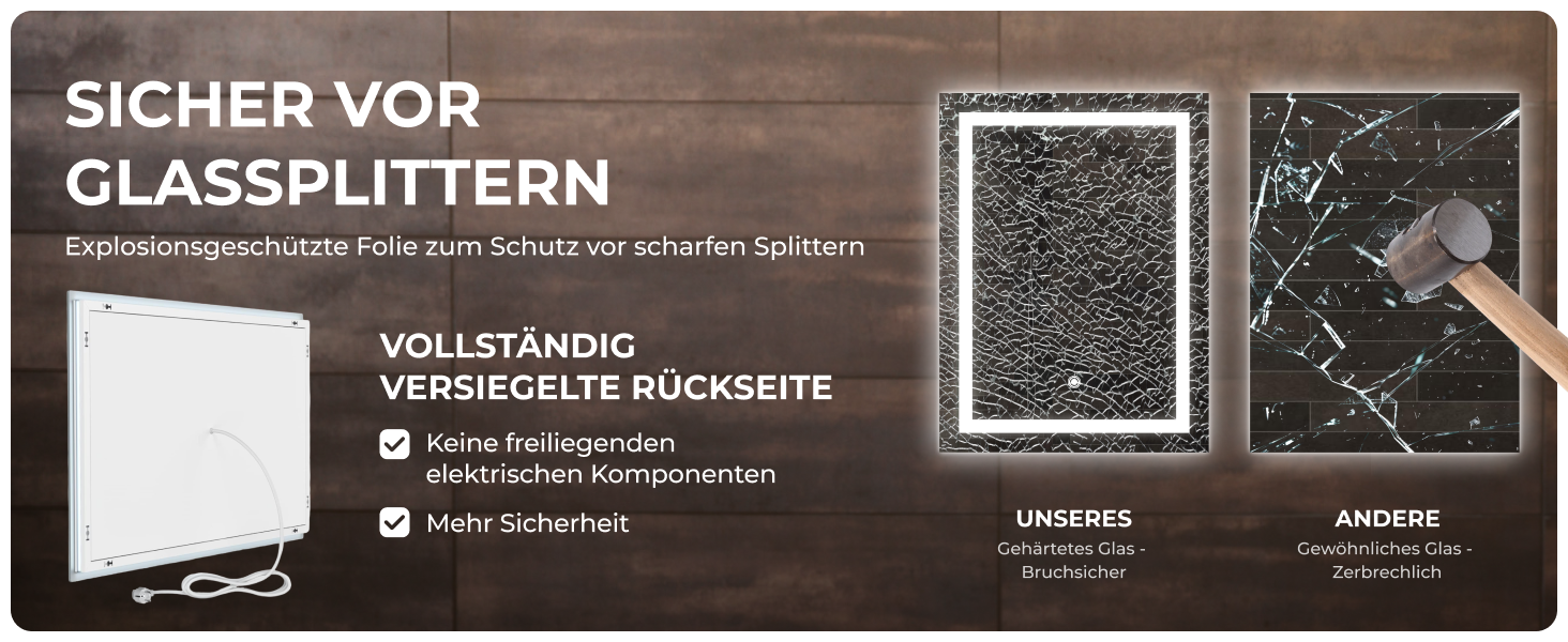 Дзеркало для ванної кімнати BR Bringer LED з підсвічуванням, 60x80 см, антизапарник, диммування, 3 кольори світла, сенсорне управління, функція пам'яті (BRS102)